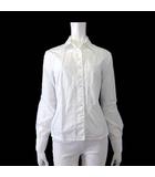 ナラカミーチェ NARA CAMICIE イタリア製 ブラウス シャツ コットン 長袖 ブロックチェック パッチワーク 刺繍 M 2 白 ホワイト