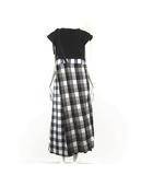 ワンピース 3Way ギンガムチェック コンビネーションデザイン ロング フレンチスリーブ 半袖 M 2 黒 ブラック マルチカラー