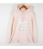 レディ Rady パーカー スウェット プルオーバー エンボス ロゴ 英字 プレート フード ストレッチ 長袖 L ベビーピンク シルバー ゴールド