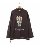 カットソー トレーナー トップス ロゴ アニマル ワッペン 刺繍 XL 4 ダークブラウン こげ茶色 ゆったり 大きいサイズ 国内正規品