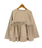 グレイル GRL アシンメトリー ティアード ブラウス gf40 プルオーバー フリル クルーネック 長袖 M ベージュ