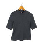 ユニクロ UNIQLO ハイネックT Tシャツ カットソー コットン ストレッチ 5分袖 半袖 M ダークグレー