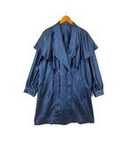 グローリー GLORY コート スプリングコート エアリー サテン フリル 落ち感 とろみ L 紺 ネイビー