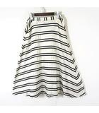 ミディウミ MidiUmi スカート スウェット ボーダー ステッチ フレア ロング F オフホワイト ブラック