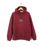 エディーバウアー EDDIE BAUER フード パーカー フーディ プルオーバー スウエット ロゴ 刺繍 M エンジ ボルドー 古着 ヴィンテージ