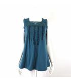 センソユニコ Senso unico チュニック キャミソール タンクトップ ノースリーブ レース 刺繍 ストレッチ L 40 青緑色 ブルーグリーン 美品