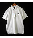 キャロウェイ CALLAWAY ゴルフ ポロシャツ クイックドライ ドット柄 ボタンダウン FABRICS by ISHIKAWA ロゴ 刺繍 半袖 M ライトグレー タグ付 美品