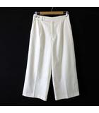 ルクールブラン le.coeur blanc 近年モデル パンツ リネンライク 1プリーツ タック ワイドパンツ センタープレス M 38 オフ白