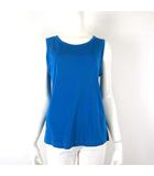 チュニック カットソー トップス ノースリーブ 絹 シルク 100% とろみ L ターコイズブルー 青