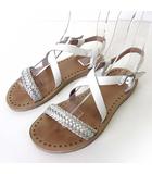 アグ UGG サンダル ストラップサンダル ビーチサンダル 本革 レザー 5 白 ホワイト シルバー 22.5cm くつ 靴 シューズ