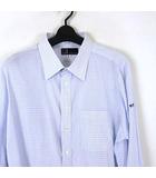 ダンヒル dunhill シャツ ワイシャツ ドレスシャツ 長袖 チェック柄 M 白 ホワイト 青 ブルー 国内正規品