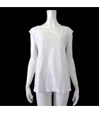 チュニック カットソー コットン ノースリーブ キャップスリーブ F 白 ホワイト