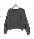 ジーナシス JEANASIS ヴィンテージ加工 ロゴ ボックス スウェット トレーナー クロップド 長袖 F ダークグレー