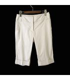 自由区 オンワード樫山 パンツ クロップド カプリパンツ ストレッチ ロールアップ M 38 ベージュ