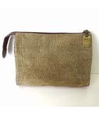 ボルボネーゼ BORBONESE ヴィンテージ セカンドバッグ クラッチバッグ ウズラ柄 ベージュ ブラウン かばん 鞄 カバン