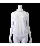 イタリヤ 伊太利屋 GK ITALIYA カットソー トップス ノースリーブ ハイネック 薄手 ラインストーン装飾 サイドギャザー L 11 白 ホワイト