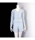 スナイデル SNIDEL HOME 23SS ヴィンテージライク 上下 セットアップ ネップ カーディガン ショートパンツ ルームウエア ナイトウエア F ミントブルー 水色 ホワイト 白