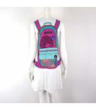 チュニック ワンピース バックパック プリント ジップ装飾 ノースリーブ M 白 ホワイト ピンク ターコイズ