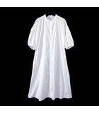 ジーユー GU バンドカラー シャツワンピース 7分袖 ロング F 白 ホワイト 231-332400 美品