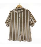 レイジブルー RAGEBLUE シャツ ストライプ オーバーサイズ レギュラーカラー とろみ 長袖 S ブラウン オフホワイト