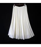 23区 オンワード樫山 スカート ランダム プリーツスカート フレア ロング ウエストゴム M 38 アイボリー オフホワイト 美品