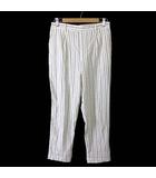 レプシィム ローリーズファーム LEPSIM LOWRYS FARM パンツ テーパードパンツ マルチストライプ タック リネン ストレッチ LL アイボリー グレー 深緑 ダークグリーン 大きいサイズ