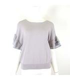 ブージュルード Bou Jeloud ニット サマーニット プルオーバー ボートネック ドルマンスリーブ フリル袖 シアー シフォン 5分袖 半袖 M ラベンダーグレー グレー