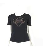 ソニアリキエル SONIA RYKIEL Tシャツ カットソー ラインストーン ハート ロゴ 半袖 M 38 黒 ブラック 国内正規品