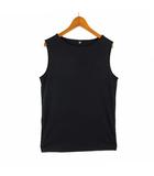 ユニクロ UNIQLO 24SS クレープ ジャージー ノースリーブT ボートネック 落ち感 とろみ ストレッチ M 黒 ブラック