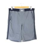 アディダス adidas ハーフパンツ ショートパンツ ナイロン ロゴ スリーストライプス 配色 裏メッシュ L グレー 紺 ネイビー スポーツウエア