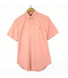 ラルフローレン RALPH LAUREN シャツ ポニー ロゴ 刺繍 ボタンダウン オックスフォード コットン スリムフィット 半袖 M オレンジ