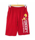 ピーナッツ PEANUTS ショートパンツ ハーフパンツ ドライ メッシュ スヌーピー ロゴ M 赤 レッド 白 ホワイト 黄 イエロー