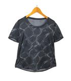 アディダス adidas Tシャツ ドライ メッシュ ロゴ 総柄 クライマライト 吸水 速乾 ラウンドヘム ランニング 半袖 L 黒 ブラック グレー スポーツウエア