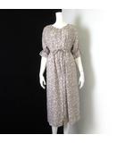 レトロガール RETRO GIRL ワンピース シャツワンピース 2Way リバティ 小花柄 落ち感 とろみ キャンディースリーブ 5分袖 半袖 F ライトグレー マルチカラー