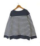 アイテムズ ITEMS Tシャツ パネルボーダー 天竺 ロングスリーブ バスクシャツ ボートネック 長袖 M 紺 ネイビー オフホワイト