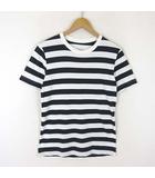 無印良品 良品計画 Tシャツ ボーダー コットン クルーネック 半袖 S 白 ホワイト 紺 ネイビー