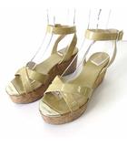 ジミーチュウ JIMMY CHOO サンダル 厚底 ウエッジサンダル 本革 エナメル レザー アンクルベルト 35 ベージュ 22.5cm くつ 靴 シューズ