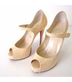 クリスチャンルブタン Christian louboutin パンプス ピンヒール Bana バナ プラットフォーム 本革 エナメル レザー メリージェーン 36.5 ピンクベージュ 薄橙色 23.5cm くつ 靴 シューズ