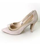 ダイアナ DIANA パンプス ハイヒール 本革 スエード レザー シースルー カット 23.5cm ベージュ クリア ピンクベージュ くつ 靴 シューズ