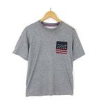 チャンピオン CHAMPION Tシャツ 星条旗 ポケットT ロゴ 刺繍 裏メッシュ コットン クルーネック 半袖 M グレー 紺 ネイビー 赤 レッド