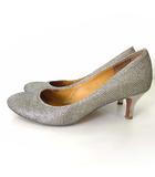 ランバンオンブルー LANVIN en Bleu パンプス ミドルヒール アーモンドトゥ メタルメッシュ 23.5cm シルバー ラメ くつ 靴 シューズ