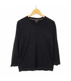 フィラ FILA リブ Tシャツ Vネック ロゴ 7分袖 M 黒 ブラック