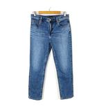 ストレッチ スリム ストレート ジーンズ デニムパンツ ウォッシュ加工 28 インディゴブルー