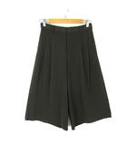 ドレープ ガウチョパンツ パンツ ワイド タック ストレッチ M ダークオリーブグリーン