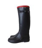 エーグル AIGLE ブーツ レインブーツ ロング ラバー 長靴 ロゴ プリント 35 黒 ブラック 赤 レッド 22.5cm くつ 靴 シューズ