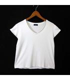 シップス SHIPS Tシャツ カットソー Vネック コットン キャップスリーブ 半袖 M 白 ホワイト
