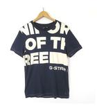 ジースターロウ G-Star RAW Tシャツ ビッグ ロゴ プリント オーガニックコットン クルーネック 半袖 S 紺 ネイビー アイボリー