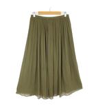 ユニクロ UNIQLO シフォン スカート フレア プリーツ 楊柳 ロング XL オリーブグリーン 大きいサイズ 美品