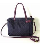 ラシット RUSSET バッグ 2way トートバッグ ショルダーバッグ モノグラム ナイロン レザーベルト 紺 ネイビー ボルドー 美品 かばん 鞄 カバン