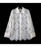 B&Y ユナイテッドアローズ BEAUTY&YOUTH ビューティー&ユース 24AW ナイロン コットン レース シャツ ブラウス 長袖 シアー F アイボリー 美品 1611-162-2422